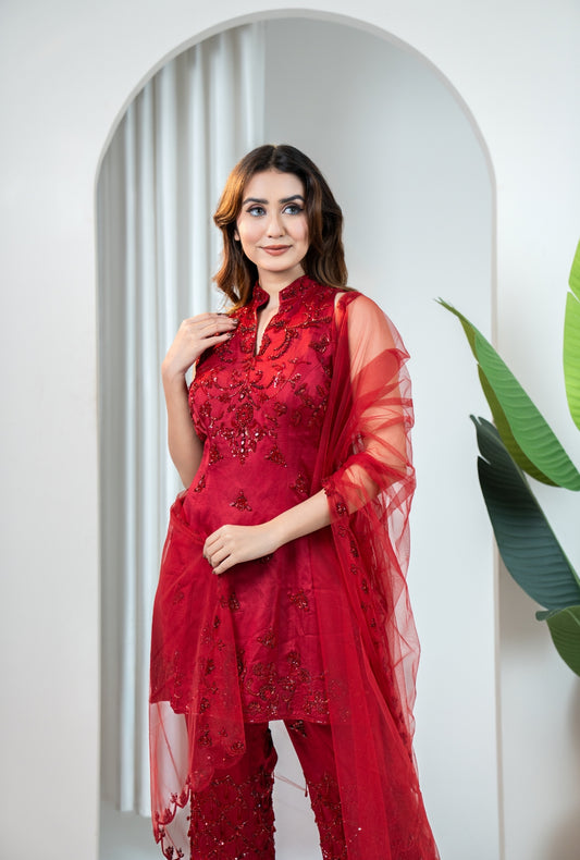 Crimson Ember Kurta Set